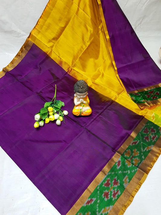 Violet Uppada sarees with small pochampally border