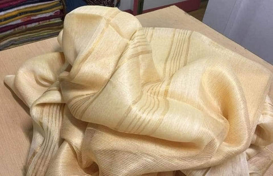 Cream festive wear silk linen sarees