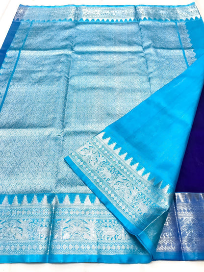 Navy blue Pure Venkatagiri silk sarees