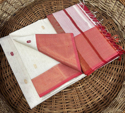 White Maheshwari sarees