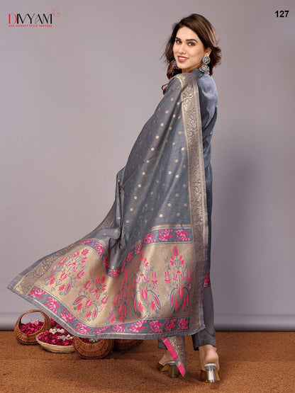 Gray chanderi readymade suits