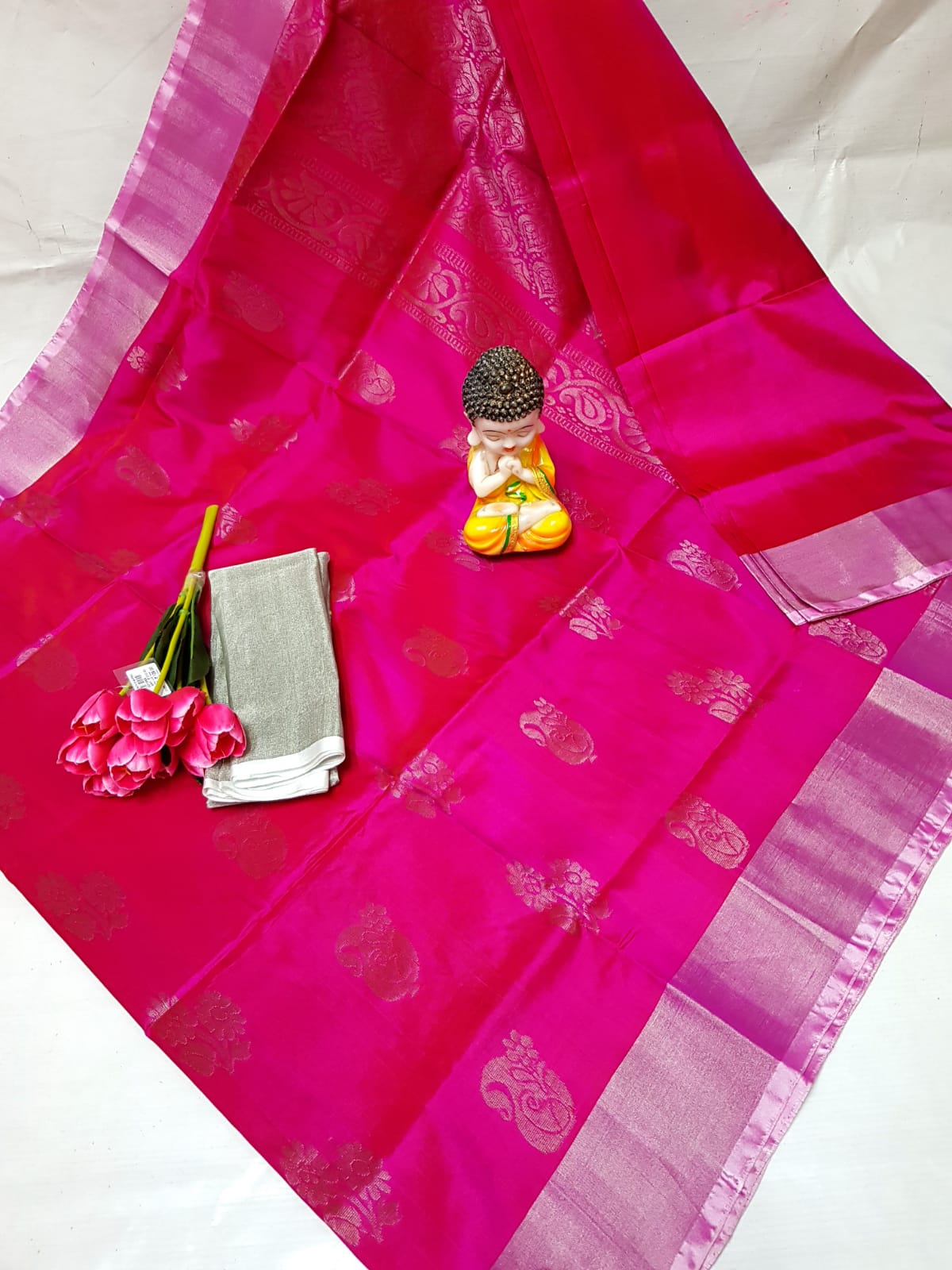 Dark Pink handloom Uppada silk sarees