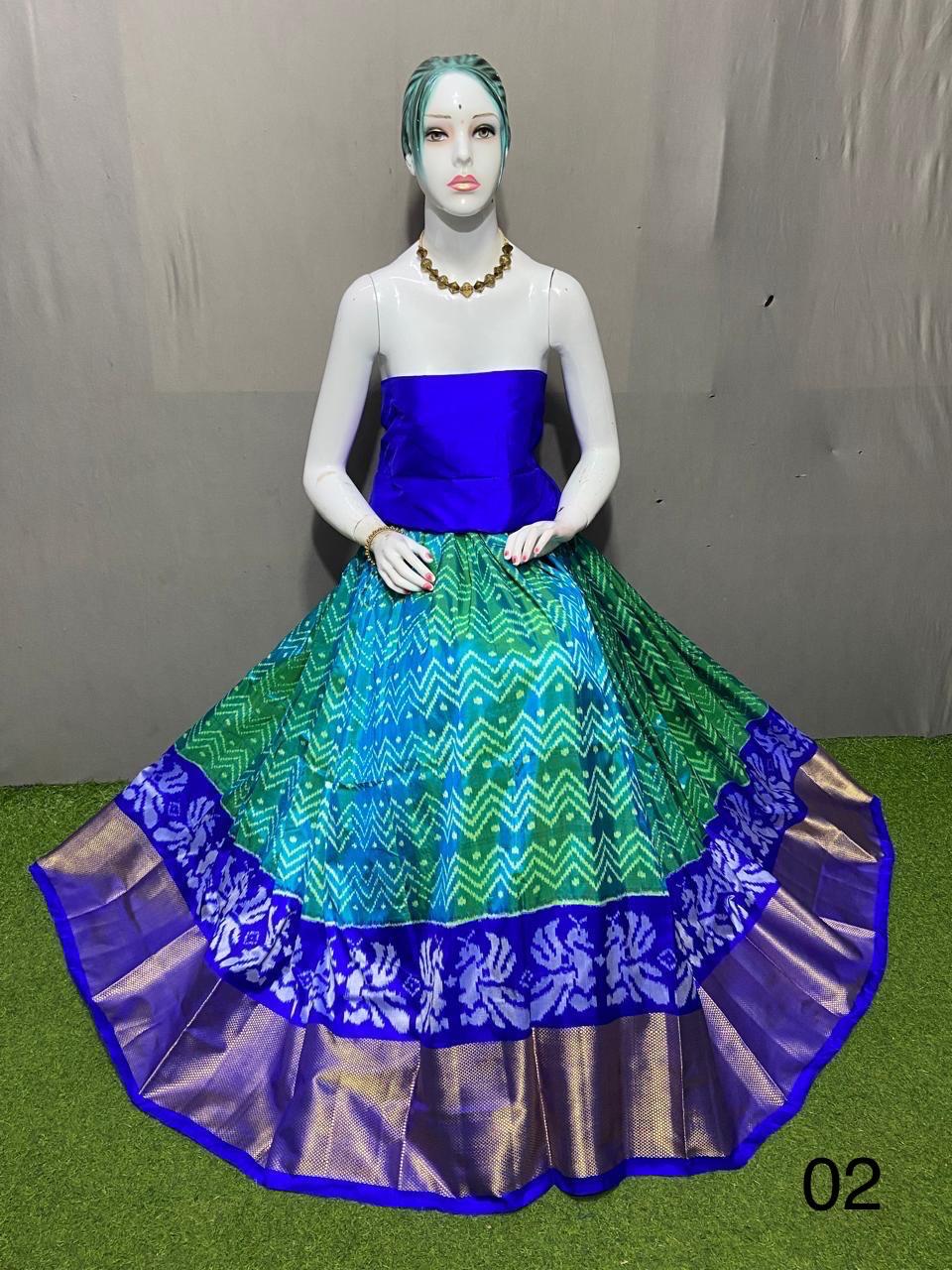 Pure pochampally ikkat silk lehenga