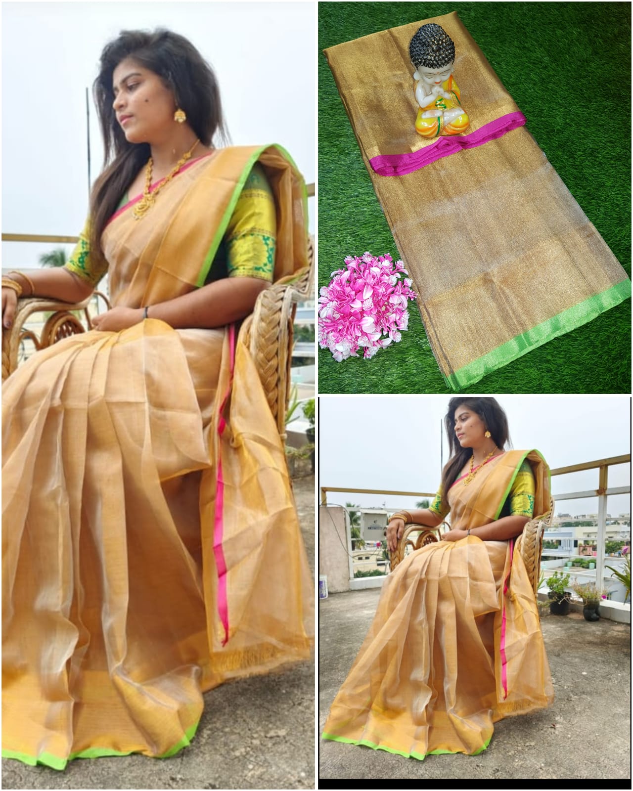 Gold Uppada tissue sarees