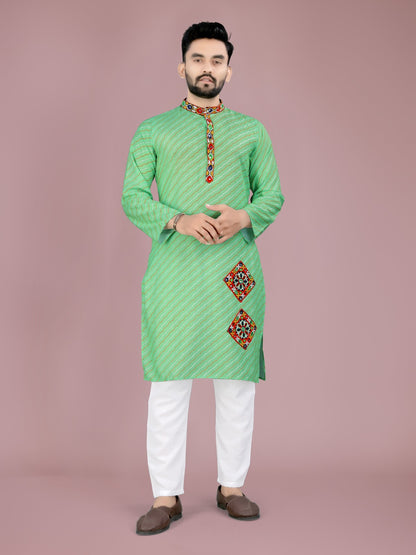 Green traditional Navratri kurta and Pyjama Set