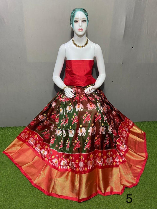 Pure pochampally ikkat silk lehenga