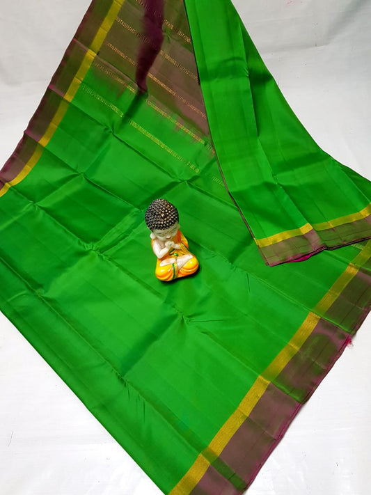 Green uppada plain silk sarees