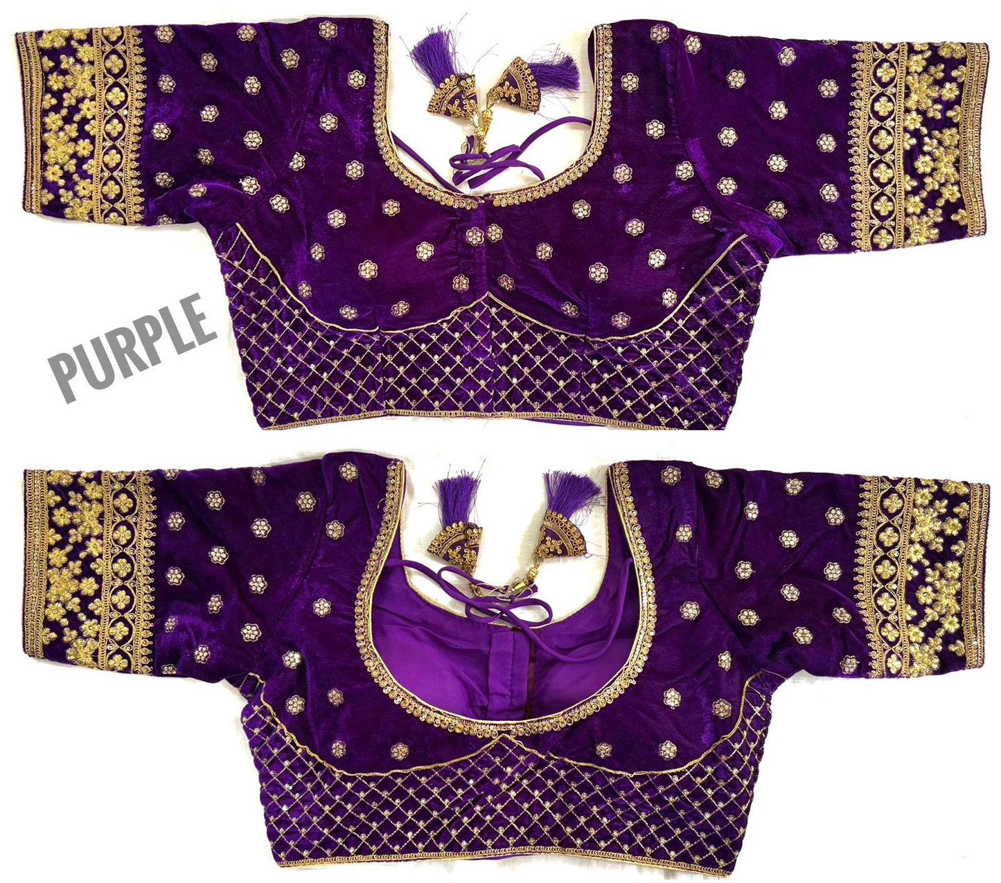 Purple readymade velvet blouse