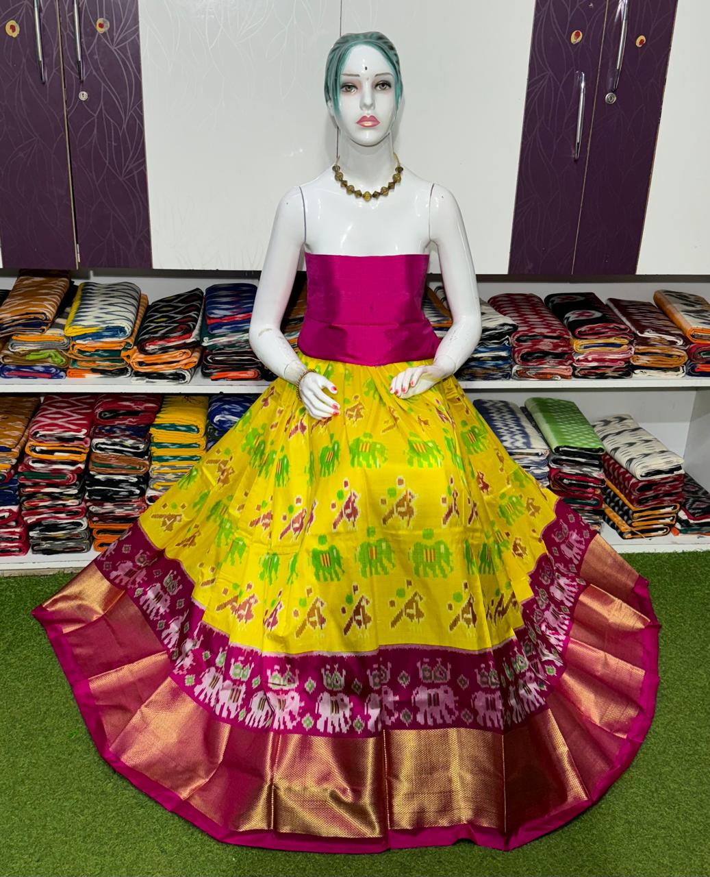 Pure pochampally ikkat silk lehenga