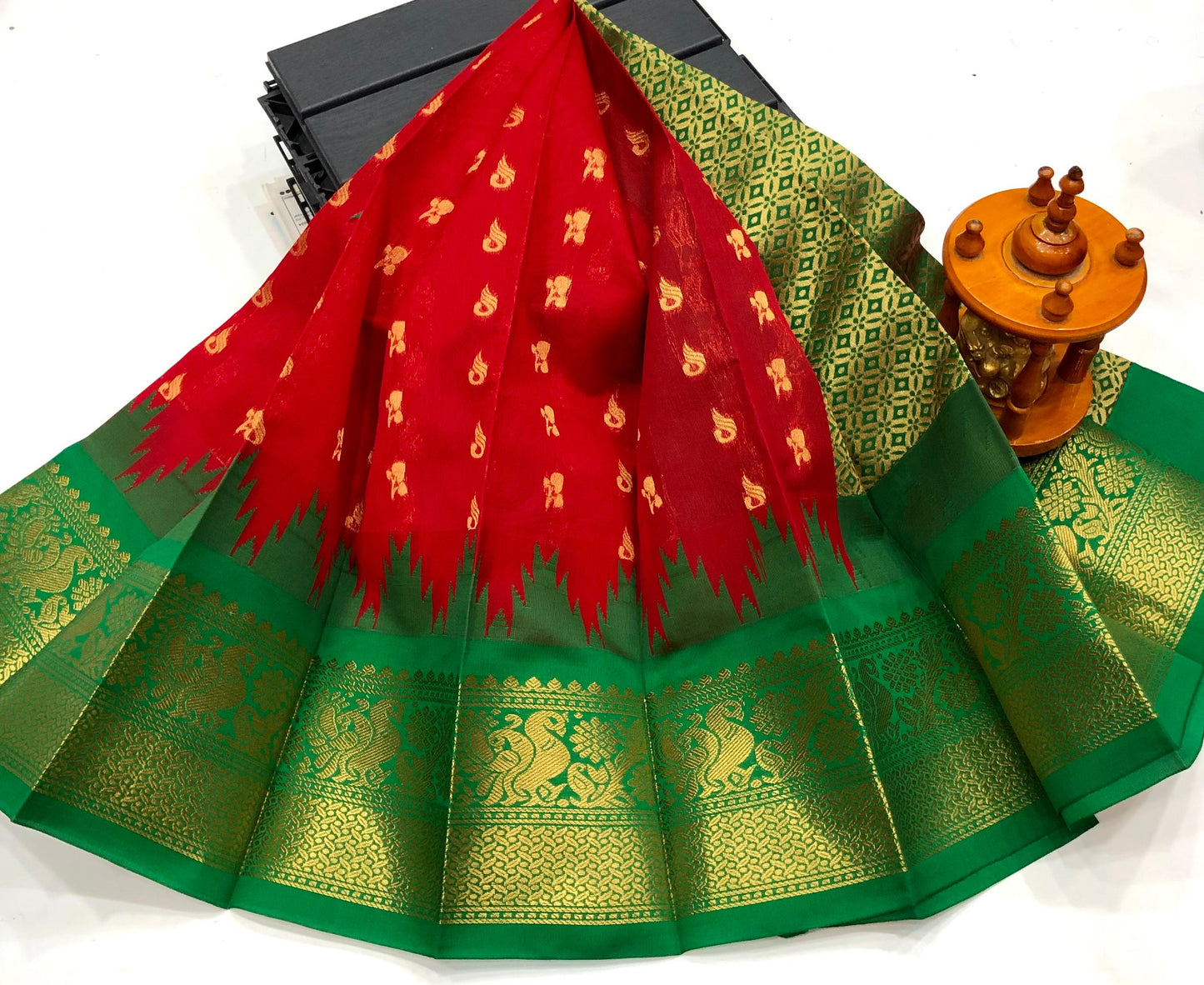 Red Chanderi Kuppadam sarees