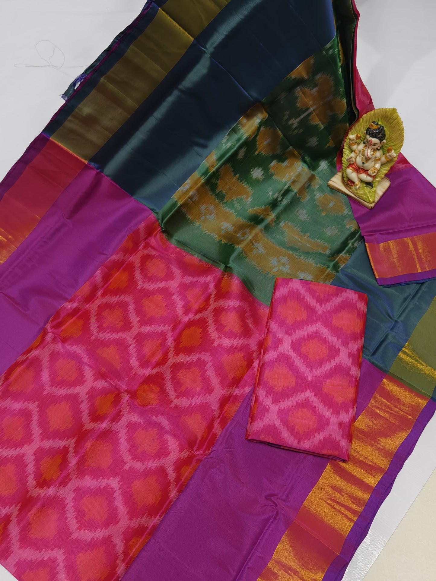 Pink and dark green Uppada soft silk sarees