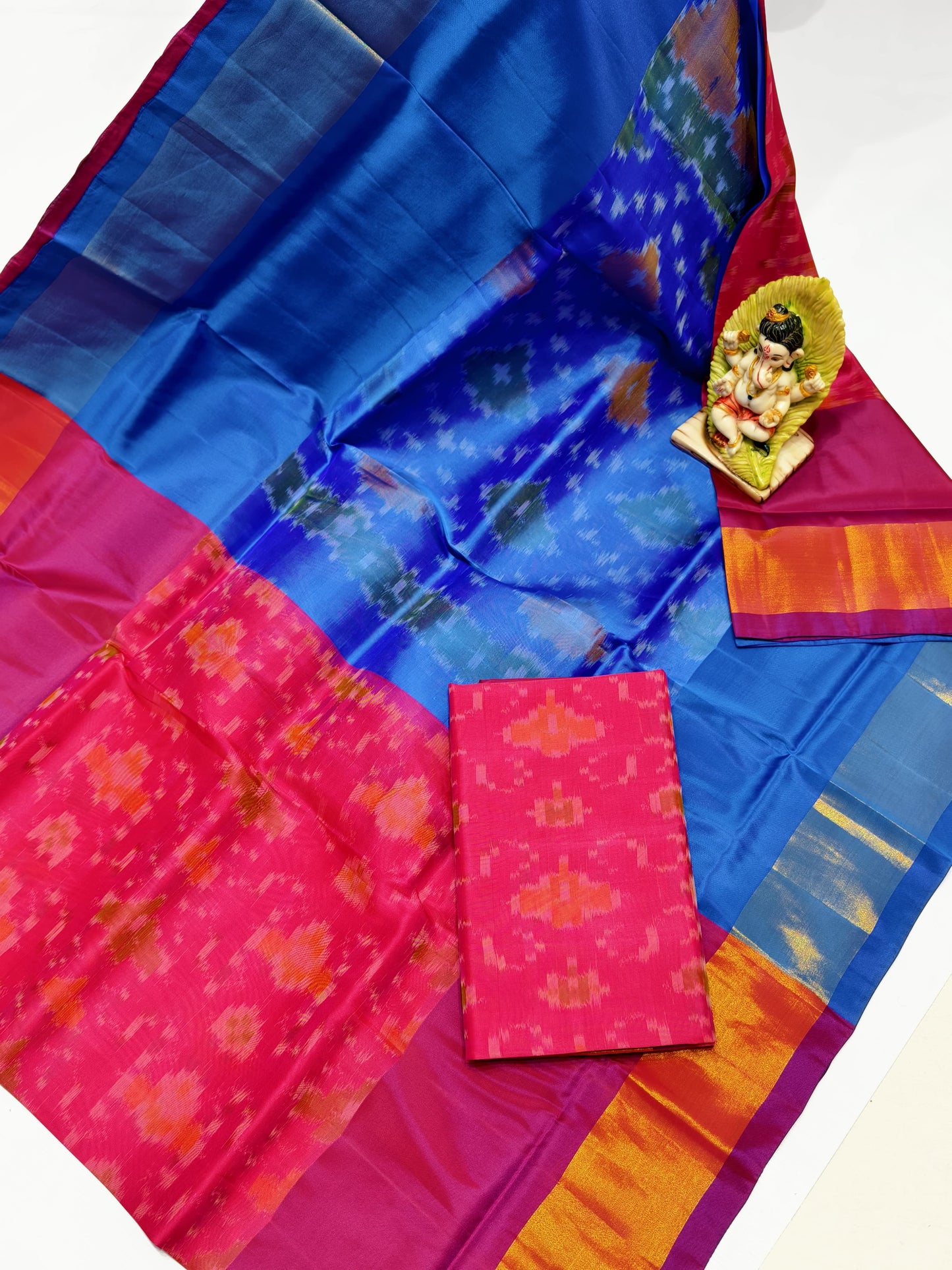 Pink and blue Uppada soft silk sarees