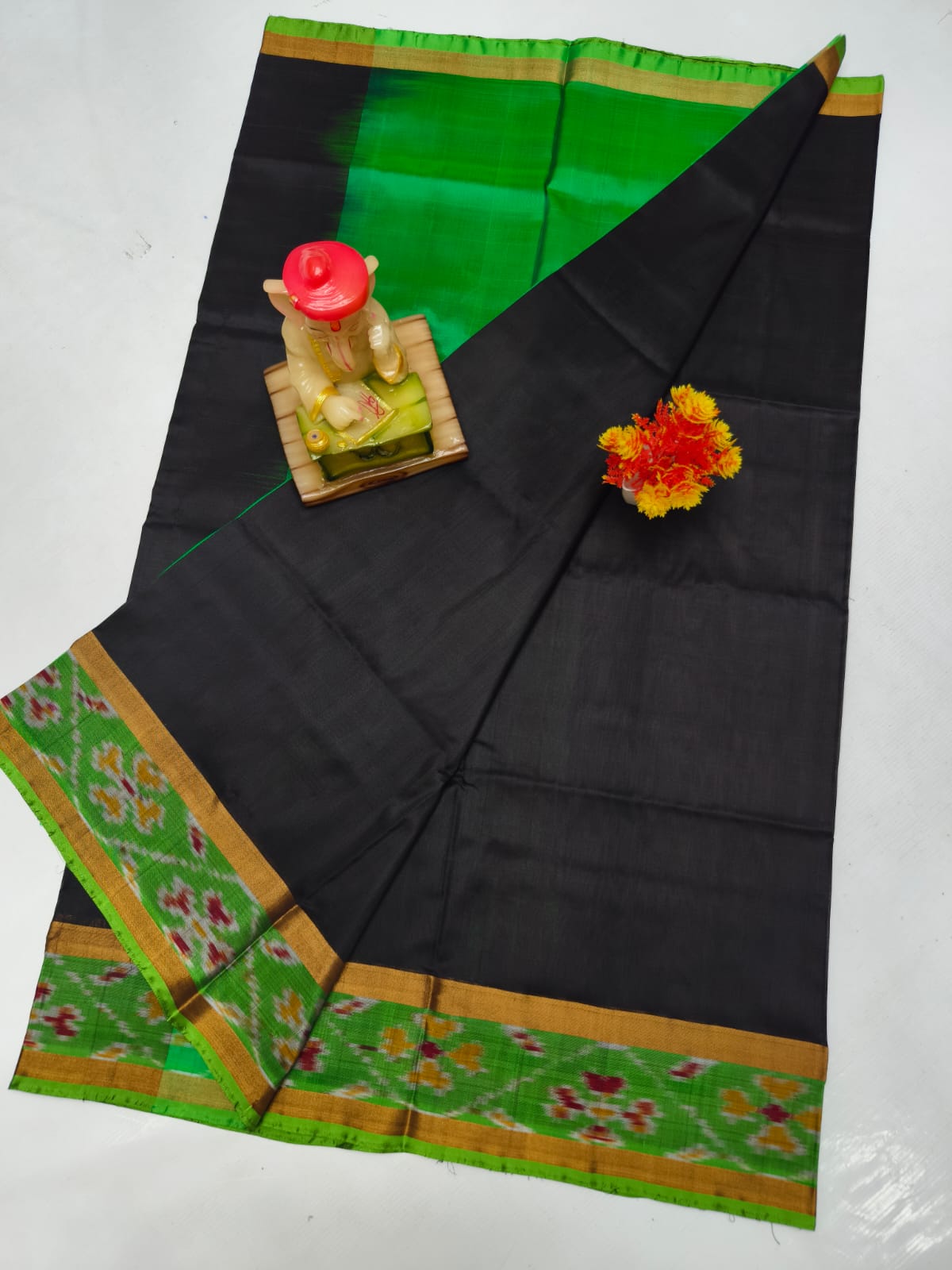 Black Uppada sarees with small pochampally border