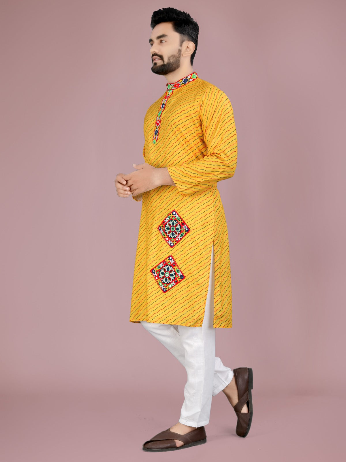 Yellow traditional Navratri kurta and Pyjama Set