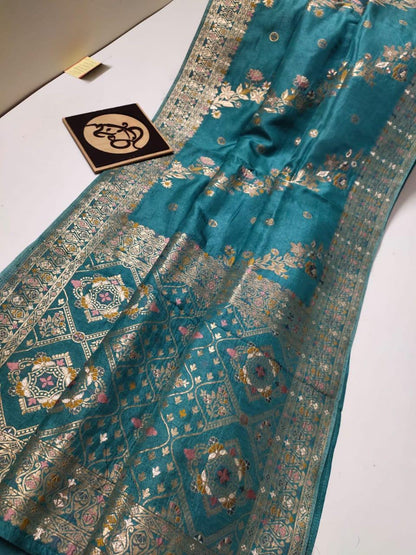 Peacock green handloom Banarasi semi georgette silk sarees