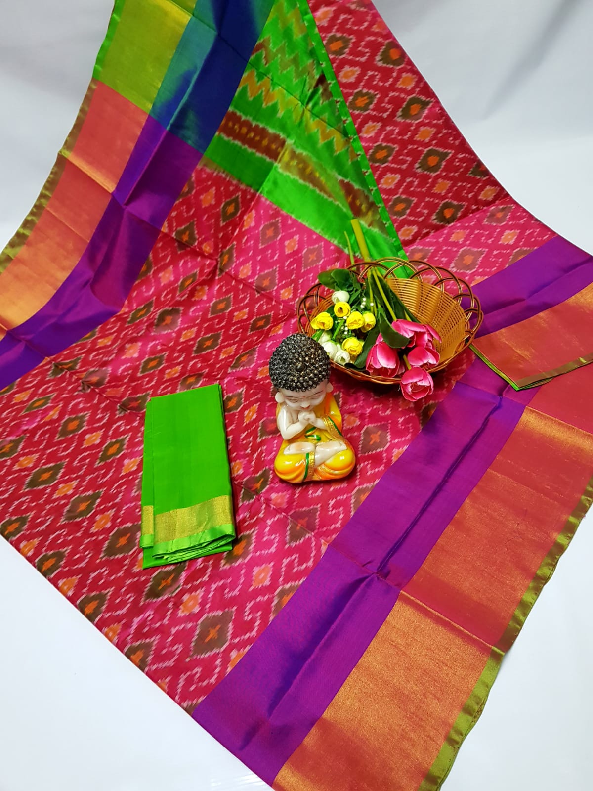 Deep pink uppada pochampally sarees