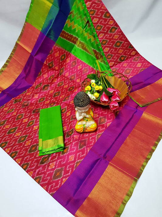 Deep pink uppada pochampally sarees