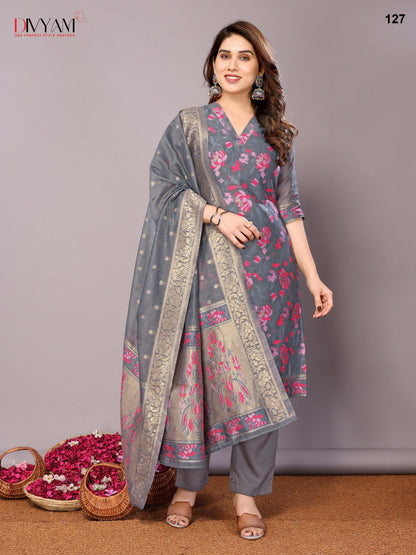 Gray chanderi readymade suits