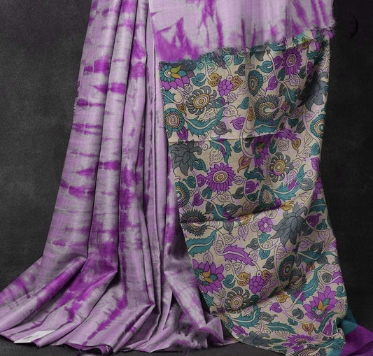 Lavender pure handloom tussar Silk shibori sarees