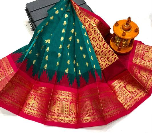 Dark green Chanderi Kuppadam sarees