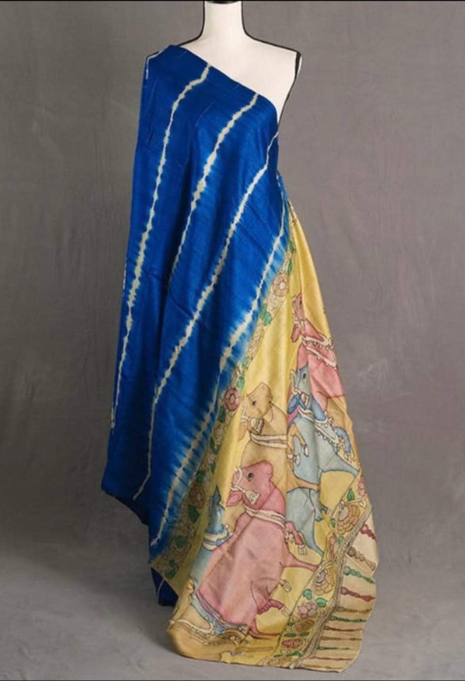 Blue pure tussar Silk shibori sarees