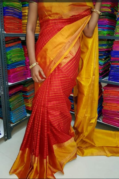 Red uppada mahanati checks sarees