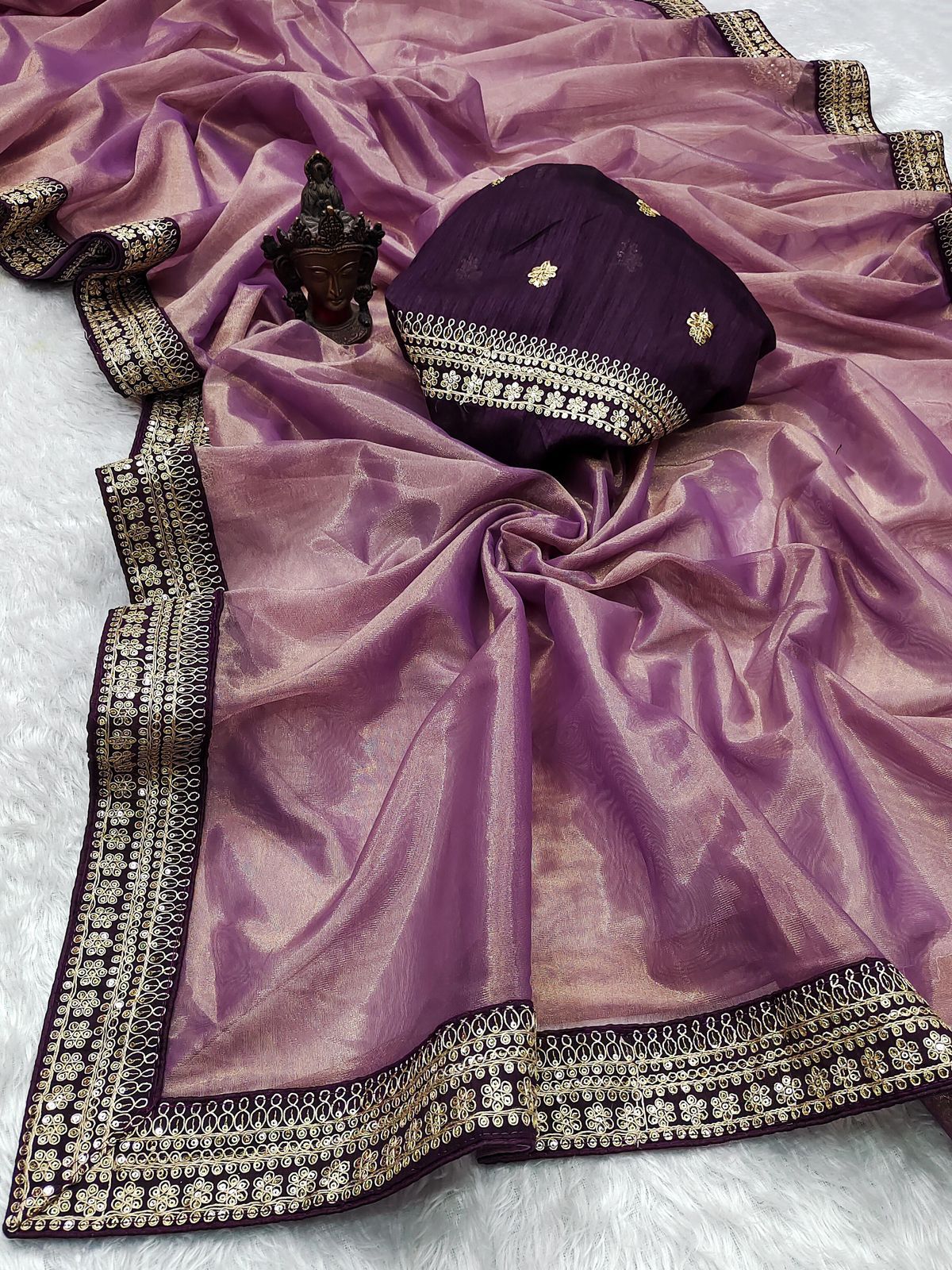 Tissue sarees with lace border