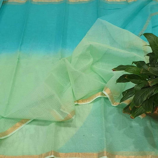 Sky Blue and green Kota doria silk sarees