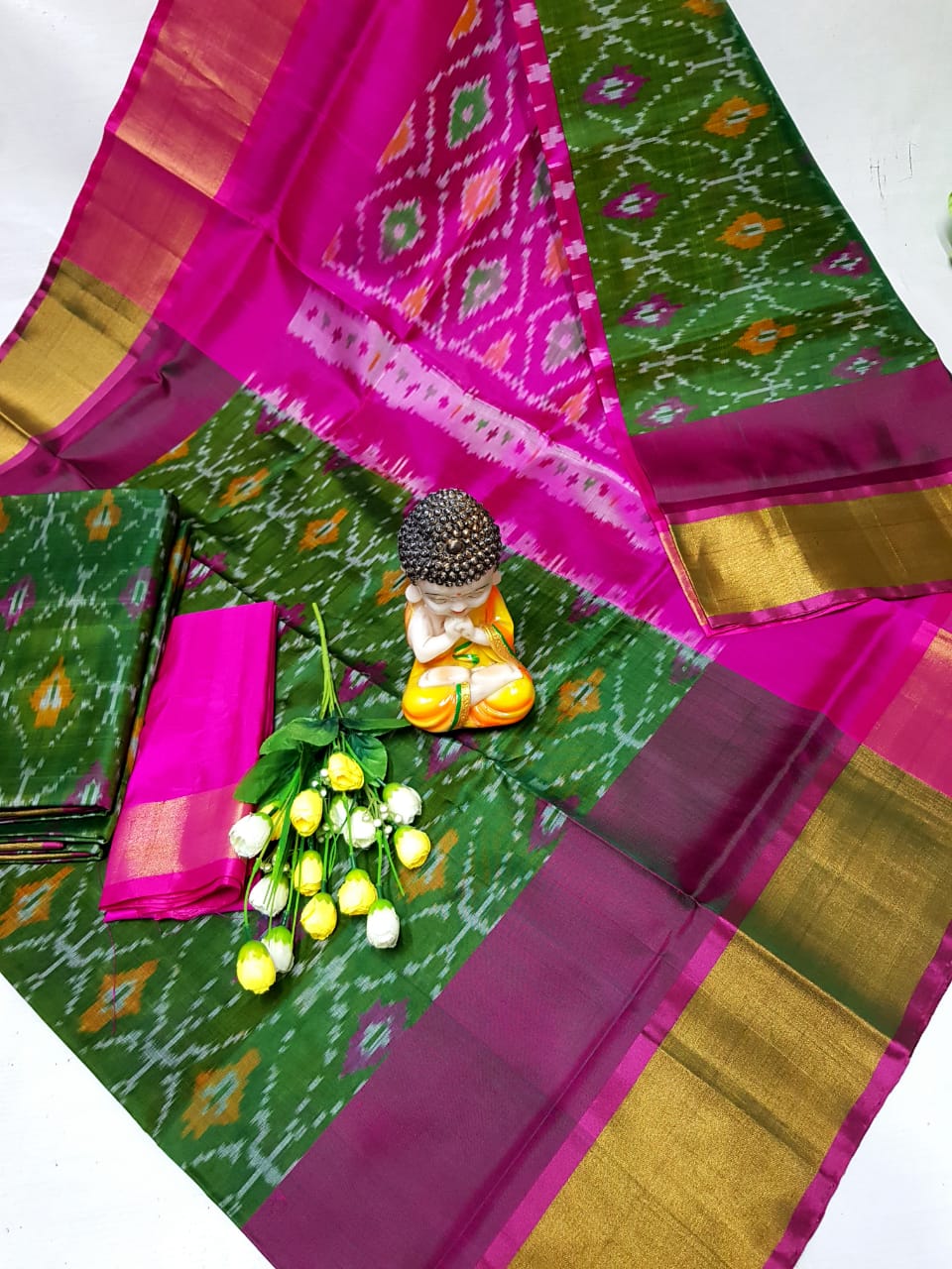 Dark green uppada pochampally sarees