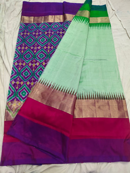 Pista green pochampally ikkat silk sarees