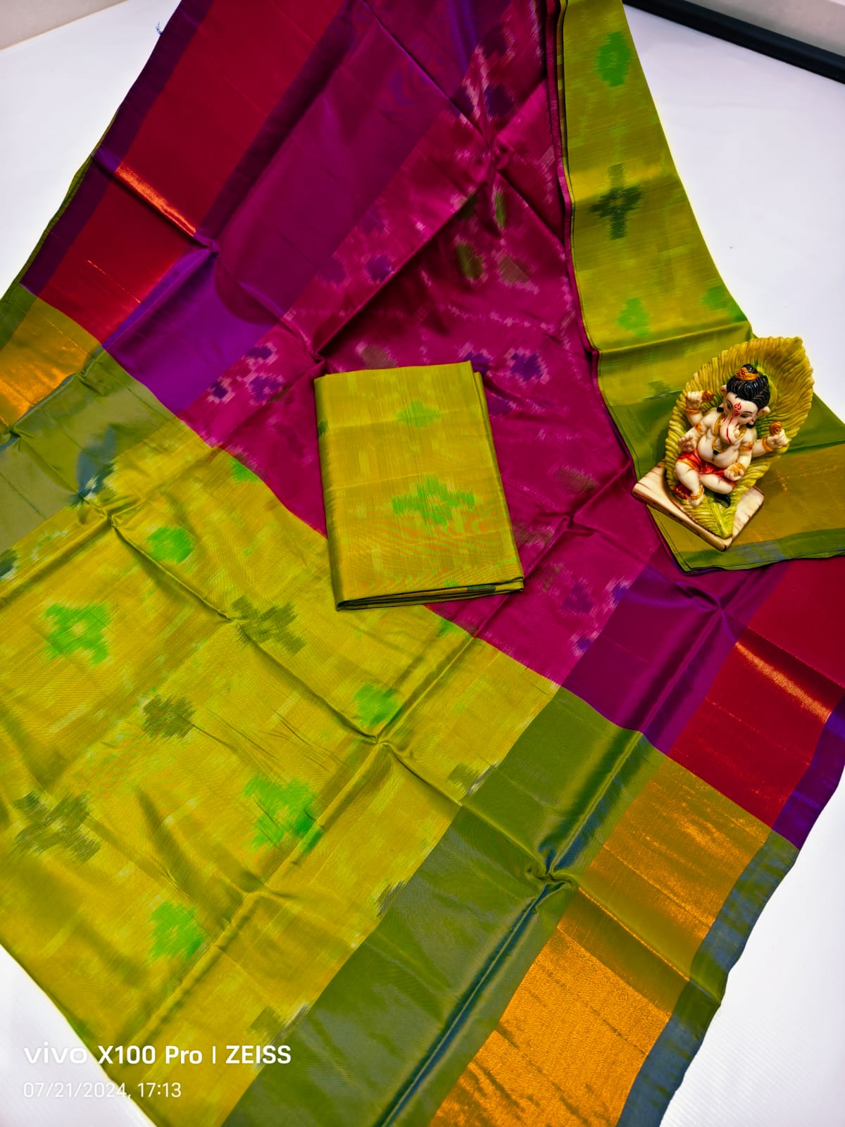 Olive green Uppada soft silk sarees