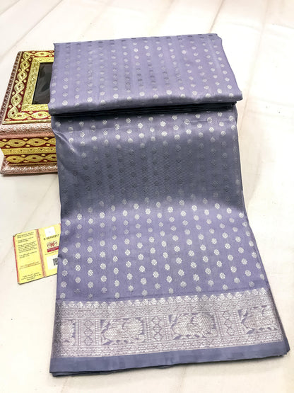 Dark grey Pure Venkatagiri silk sarees