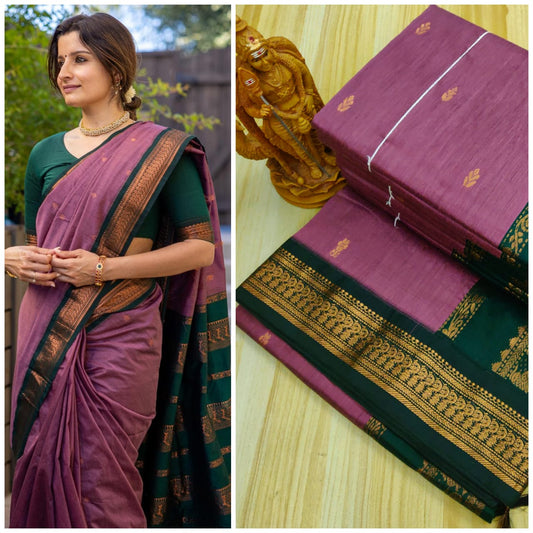 Dark onion pink kalyani cotton sarees