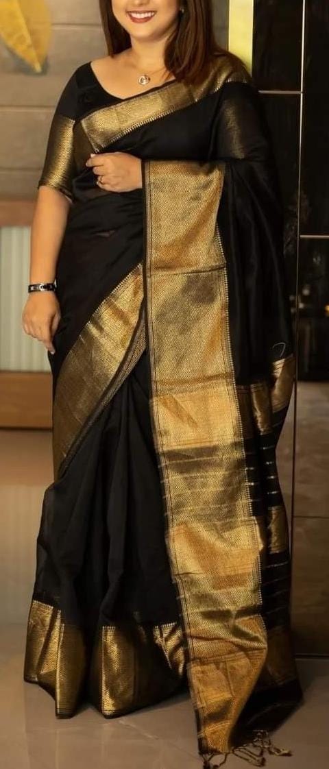 Black Maheshwari big border sarees