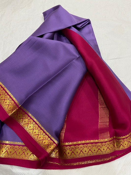 Lilac Pure Mysore crepe silk sarees