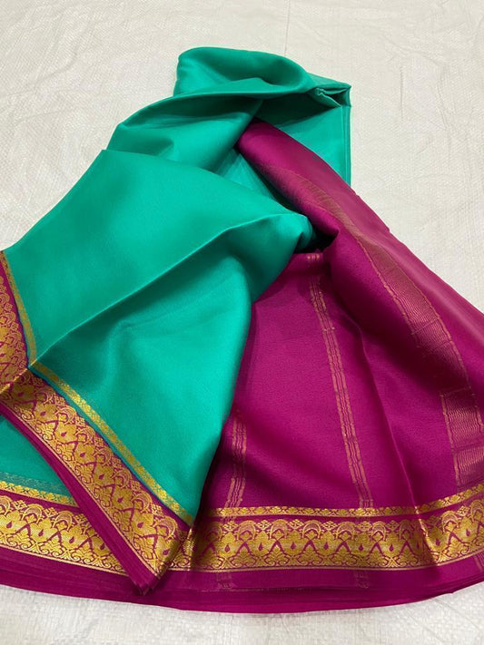 Sea green Pure Mysore crepe silk sarees