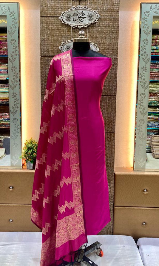 Rani pink banarasi silk suits