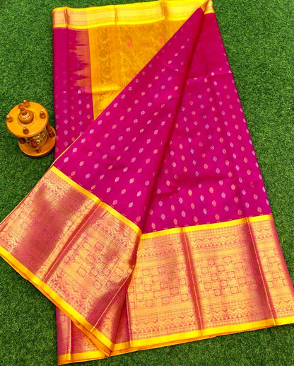 Deep pink Kuppadam kanchi border sarees