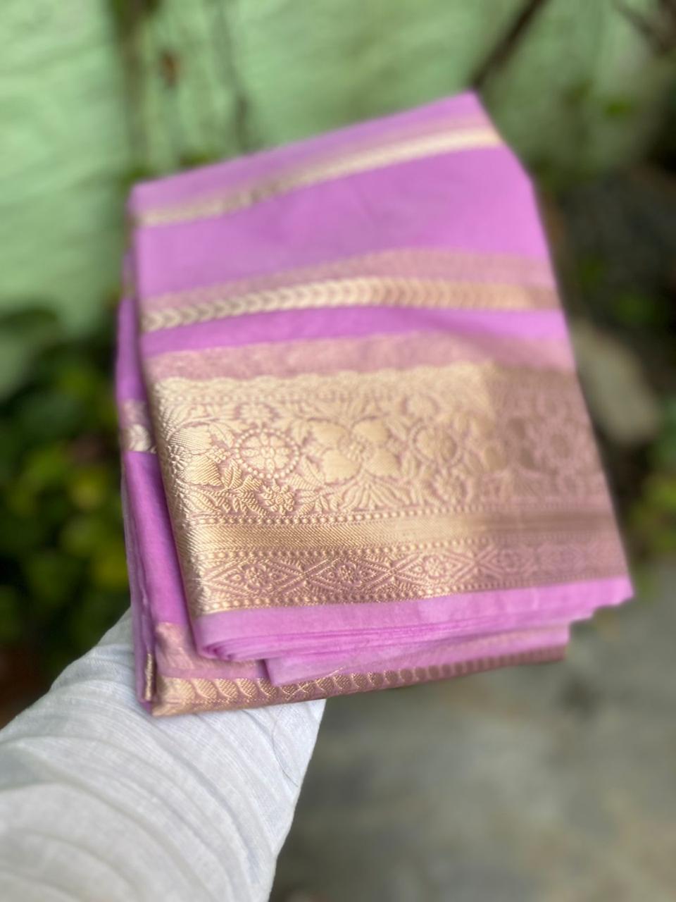 Fuchsia pink Banarasi kora organza silk sarees