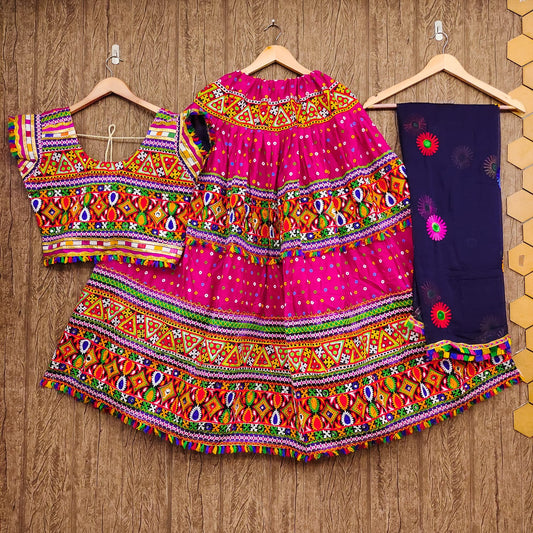 Pink Rayon Navaratri Lehenga Choli