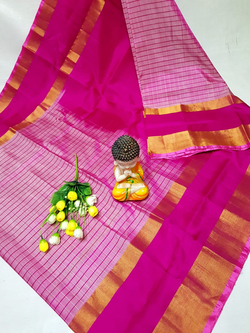 Pink uppada mahanati checks sarees