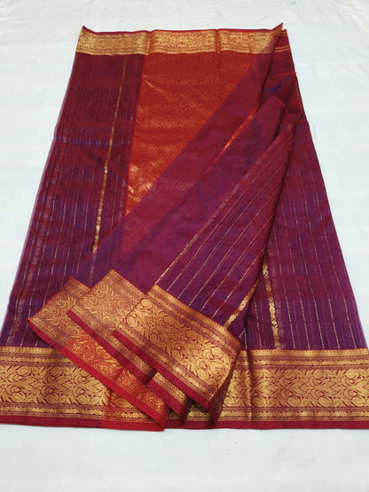 Burgundy chanderi katan silk sarees