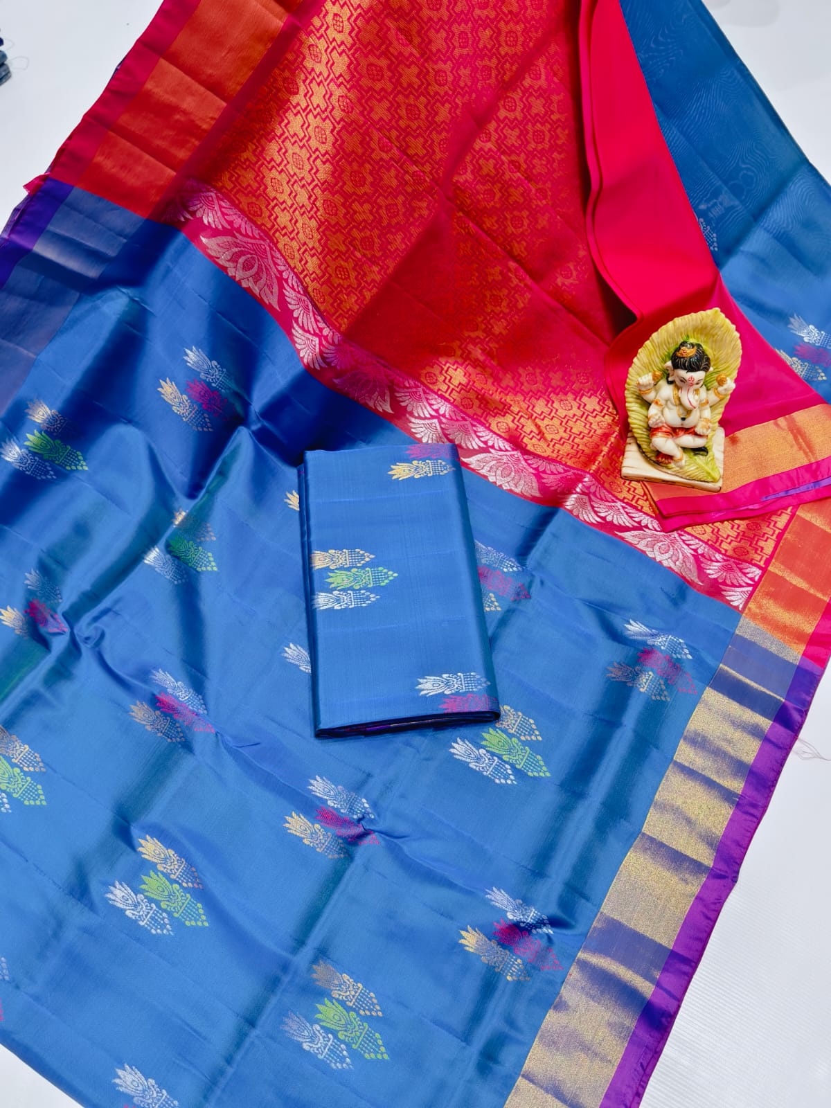 Blue handloom uppada 4 ply pattu sarees