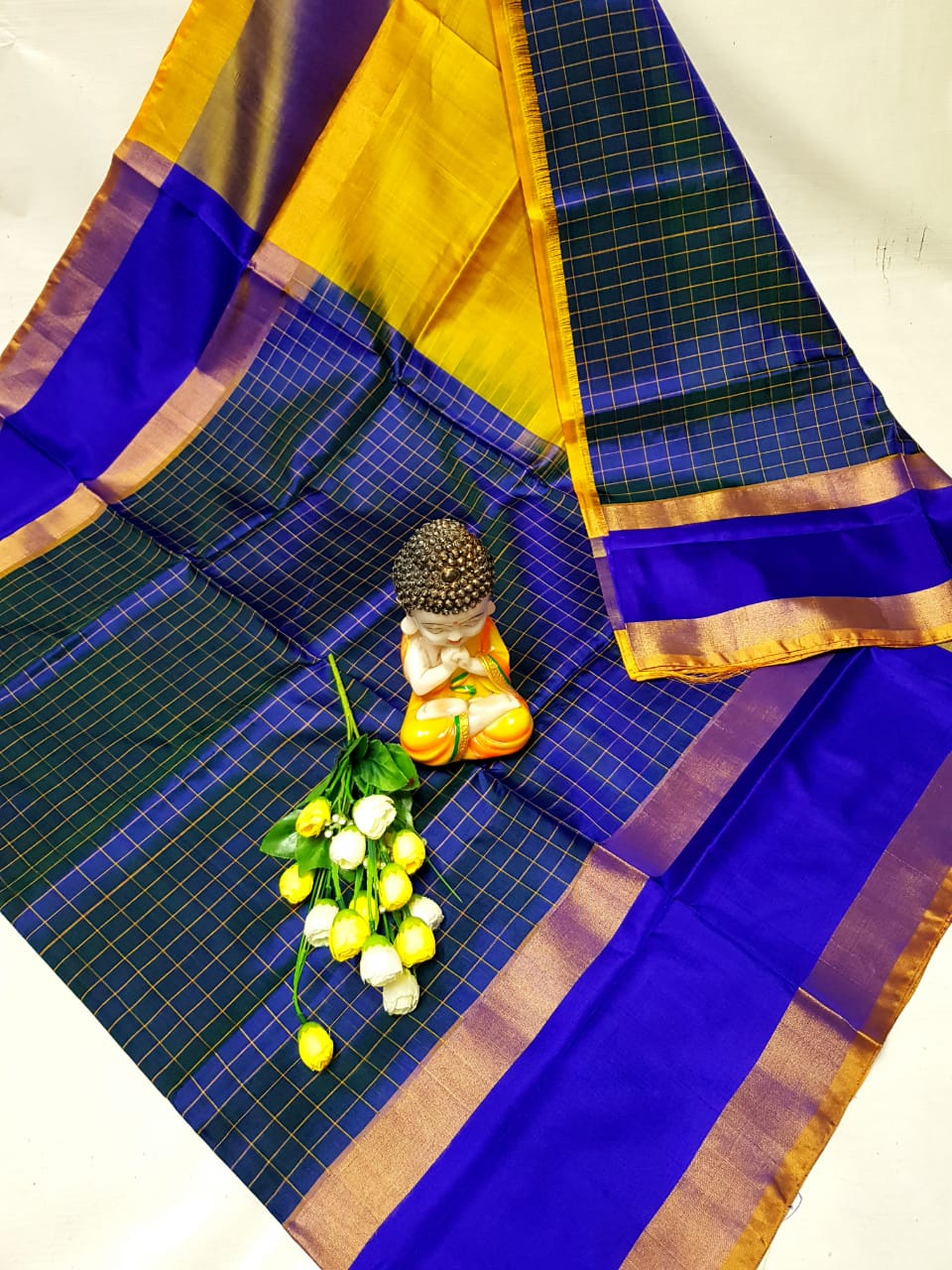 Navy blue uppada mahanati checks sarees