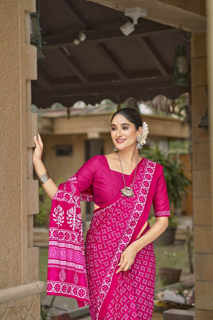 Pink mulmul cotton sarees