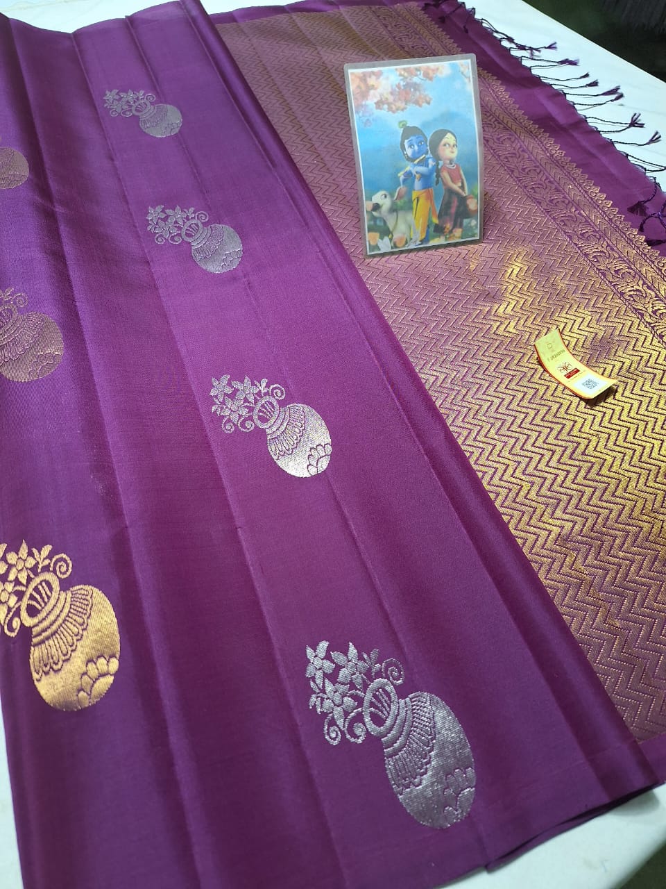 Dark purple Pure handloom kanchipuram soft silk sarees