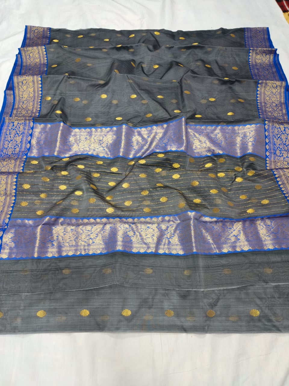 Grey chanderi katan silk sarees