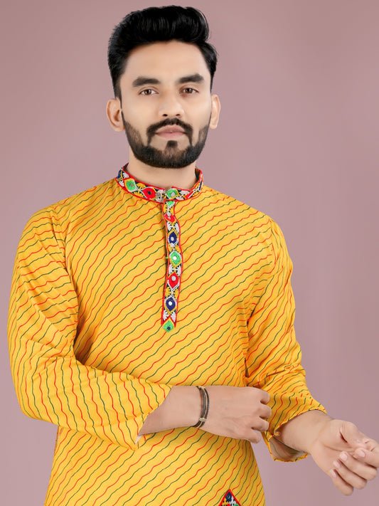 Yellow traditional Navratri kurta and Pyjama Set