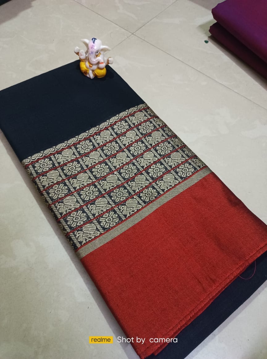 Black Narayanpet Cotton sarees