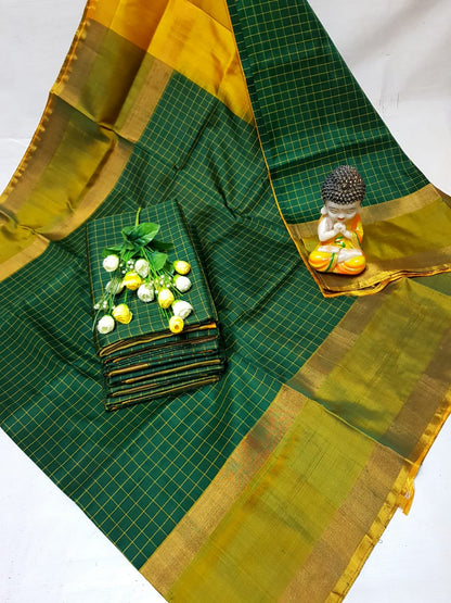 Bottle green uppada mahanati checks sarees